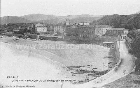 Zarauz. La Playa y Palacio de la Marquesa de Narros