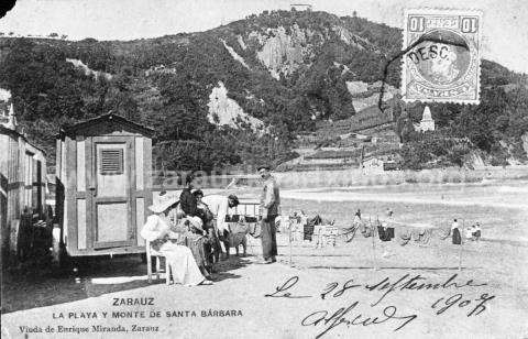 Zarauz. La playa y el monte de Santa Bárbara