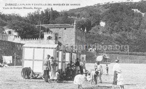 Zarauz. La Playa y Castillo del Marqués de Narros