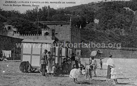 Zarauz. La Playa y Castillo del Marqués de Narros