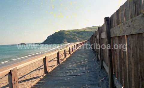 Pasarela de madera sobre las dunas