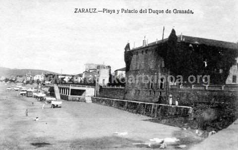 Zarautz. Playa y Palacio del Duque de Granada