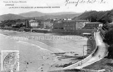 Zarautz. La playa y palacio de la Marquesa de Narros