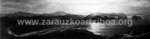 Cuadro representando una vista panorámica de Zarautz