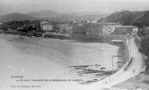 Zarauz. La playa y el palacio de la Marquesa de Narros
